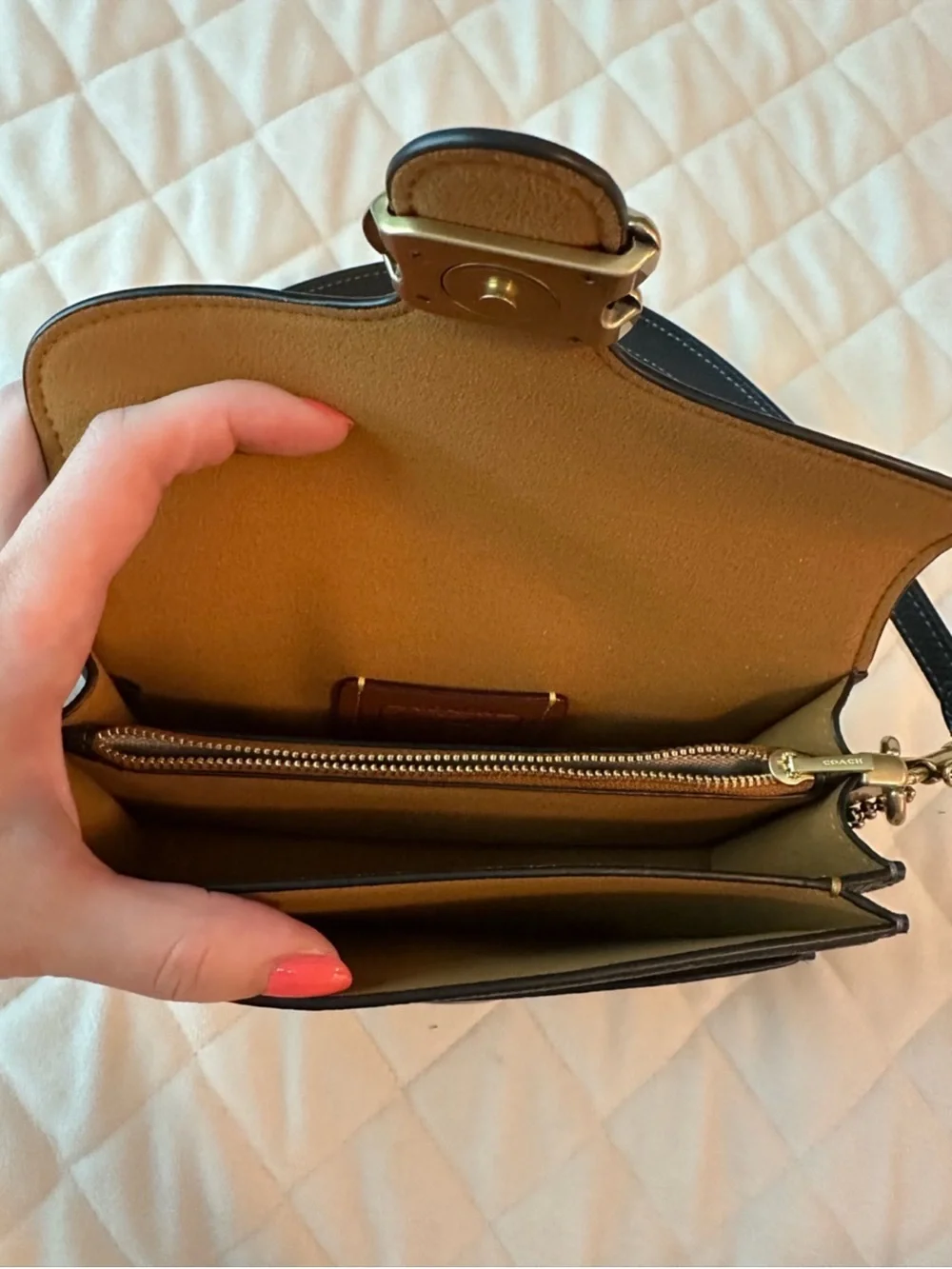 Black Leather Shoulder Bag with Gold Hardware